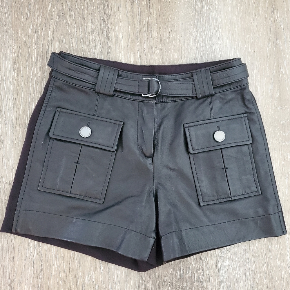 Guess by Marciano Black Leather Shorts Sz 2